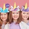 Big Dot of Happiness Unicorn Party Paper Crowns, Rainbow, Pink, Purple, or Blue Headbands for Girls Birthday, DIY Unicorn Party Hat Favors - 16 Count